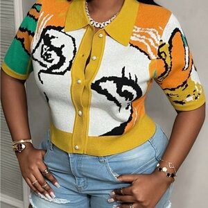 SHEIN Multicolor Graphic Cardigan